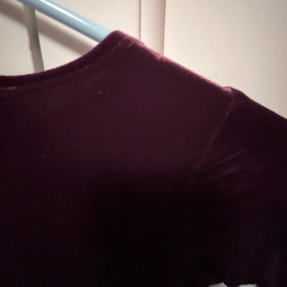 Deep burgundy/red & light green, flower fabric on bottom, size 3T dress - Picture 7 of 10